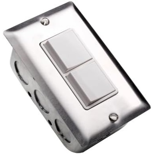Single Duplex Switch Wall Plate and Gang Box - 20 Amp Per Pole-Silver Finish