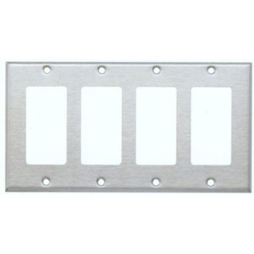 83140 430 Wall Plate, Decorative GFCI, 4 Gang, Stainless Steel, 5-Pack