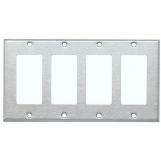 83140 430 Wall Plate, Decorative GFCI, 4 Gang, Stainless Steel, 5-Pack