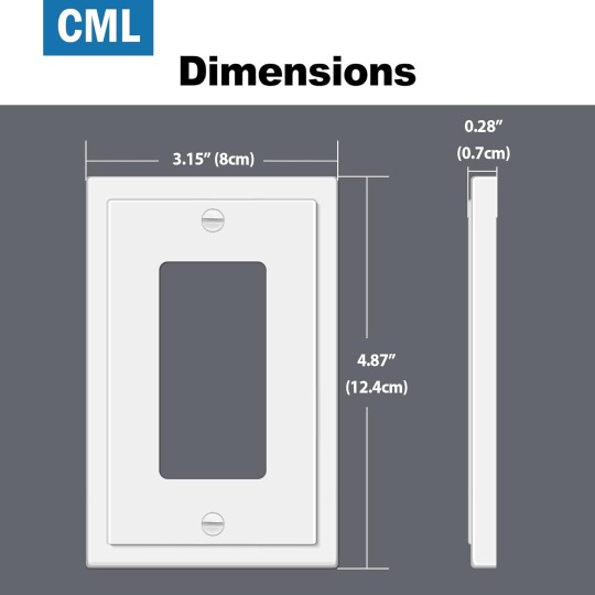 Modern Framed Single Decorator Wall Plate, 1-Gang Decorative Switch or Outlet Cover, 10 Pack White Wallplate, Impact Resistant Polycarbonate, Standard Size 3.15”X 4.87”