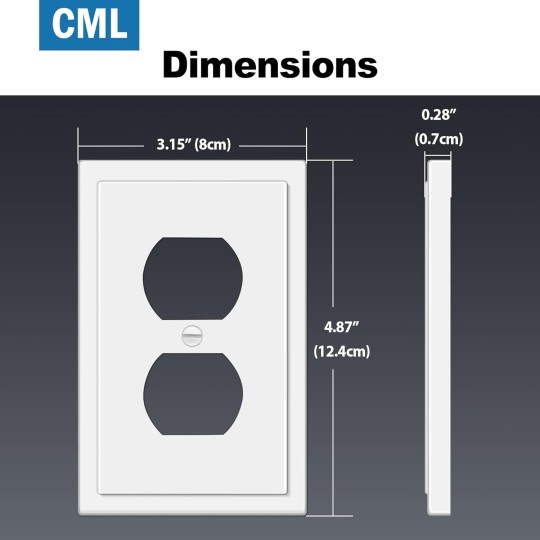 Modern Framed Single Duplex Wall Plate, 10 Pack Decorative Outlet Covers, 1-Gang Switch Plates, Impact Resistant Polycarbonate, Standard Size 3.15”X 4.87”, White