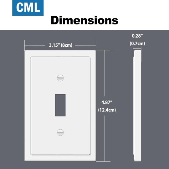 White Modern Framed Single Toggle Switch Wall Plate, 10 Pack Decorative 1-Gang Outlet Covers, Impact Resistant Polycarbonate, Standard Size 3.15”X 4.87”