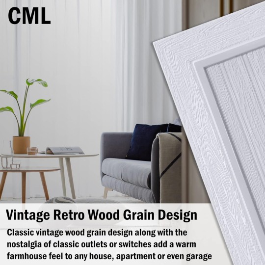 (2 Pack) Classic Beadboard Duplex/Toggle Combination Switch Wall Plate, Vintage Outlet Covers, Retro Wood Grain Design Switch Plates, Impact Resistant, Standard Size 4.95”X 4.87”, White