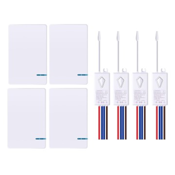 GREENCYCLE 4Set 16A Wireless Light Switch and Receiver Kit Outdoor 1900ft Indoors 229ft, Waterproof Suitable for Air Conditioners, Engines, Stadium Lighting