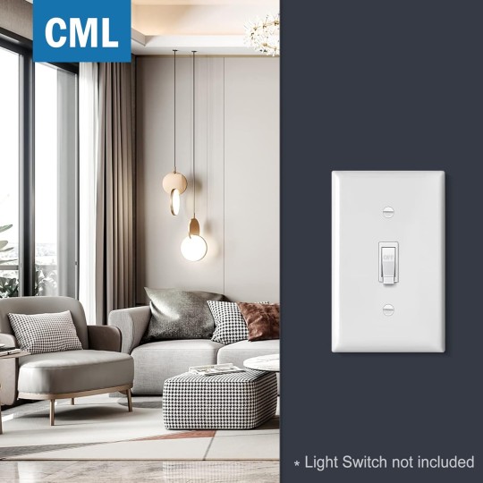 Mid-Size Light Switch Cover Plate, 10 Pack Toggle Switch Plate Covers, 1-Gang Electrical Wall Plates, Midway Size 3.18” x 5”, Impact Resistant, Gloss Finish, White