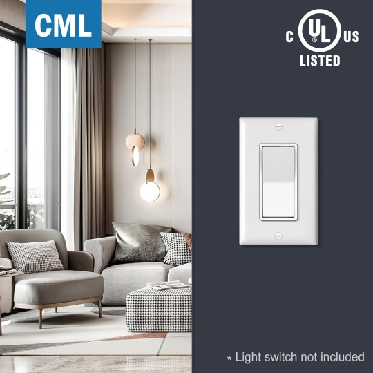 Decorator Wall Plates, 50 Pack Electrical Outlet Receptacle Covers, 1-Gang Switch Plates, Standard Size 2.76” x 4.5”, Impact Resistant, UL Listed, White, Contractor Pack