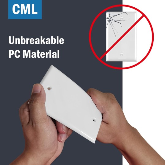 Mid-Size Blank Wall Plate Cover, 10 Pack No Device Electrical Outlet Receptacle Covers, 1-Gang Switch Plates, Midway Size 3.18” x 5”, Impact Resistant, Gloss Finish, White