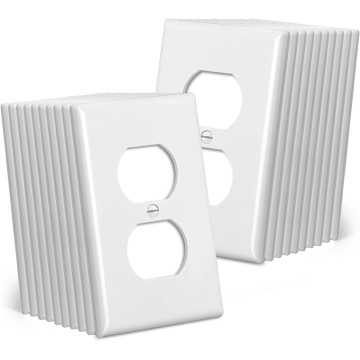 Mid-Size Duplex Wall Plates, 20 Pack Electrical Outlet Receptacle Covers, 1-Gang Switch Plates, Midway Size 3.18” x 5”, Impact Resistant, Gloss Finish, White