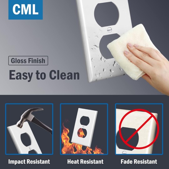 Mid-Size Duplex Wall Plates, 20 Pack Electrical Outlet Receptacle Covers, 1-Gang Switch Plates, Midway Size 3.18” x 5”, Impact Resistant, Gloss Finish, White