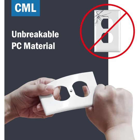 Mid-Size Duplex Wall Plates, 20 Pack Electrical Outlet Receptacle Covers, 1-Gang Switch Plates, Midway Size 3.18” x 5”, Impact Resistant, Gloss Finish, White