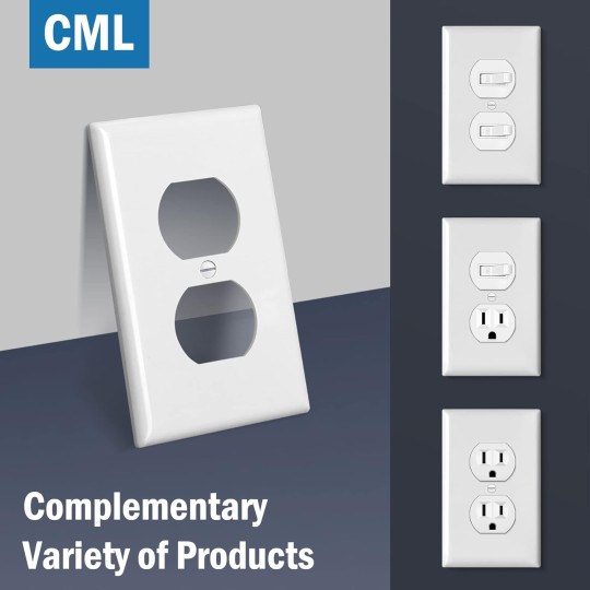 Mid-Size Duplex Wall Plates, 20 Pack Electrical Outlet Receptacle Covers, 1-Gang Switch Plates, Midway Size 3.18” x 5”, Impact Resistant, Gloss Finish, White