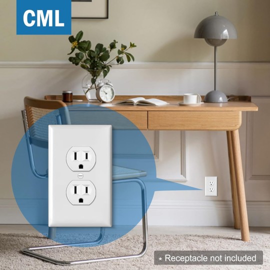Mid-Size Duplex Wall Plates, 20 Pack Electrical Outlet Receptacle Covers, 1-Gang Switch Plates, Midway Size 3.18” x 5”, Impact Resistant, Gloss Finish, White