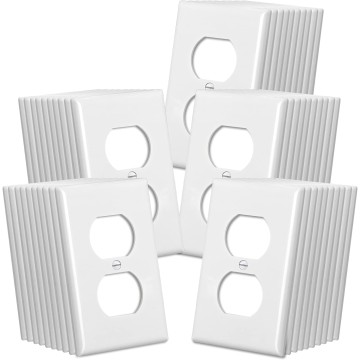 Duplex Outlet Covers, 50 Pack Electrical Outlet Wall Plate, 1-Gang Switch Plates, Dual Receptacle Faceplate, Standard Size 2.76’’ x 4.5’’, Impact Resistant, UL Listed, White, Contractor Pack