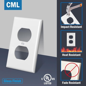 Duplex Outlet Covers, 50 Pack Electrical Outlet Wall Plate, 1-Gang Switch Plates, Dual Receptacle Faceplate, Standard Size 2.76’’ x 4.5’’, Impact Resistant, UL Listed, White, Contractor Pack