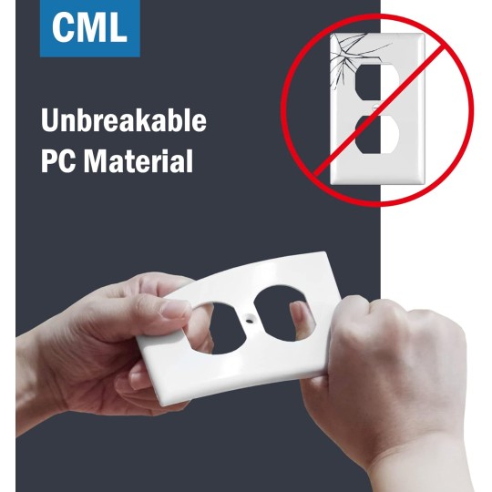 Duplex Outlet Covers, 50 Pack Electrical Outlet Wall Plate, 1-Gang Switch Plates, Dual Receptacle Faceplate, Standard Size 2.76’’ x 4.5’’, Impact Resistant, UL Listed, White, Contractor Pack
