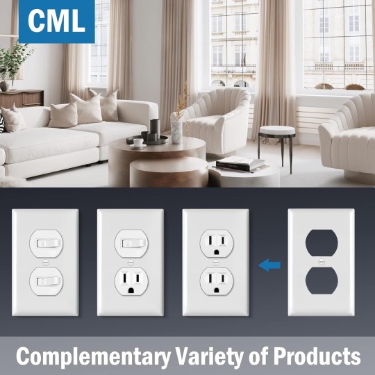 Duplex Outlet Covers, 50 Pack Electrical Outlet Wall Plate, 1-Gang Switch Plates, Dual Receptacle Faceplate, Standard Size 2.76’’ x 4.5’’, Impact Resistant, UL Listed, White, Contractor Pack