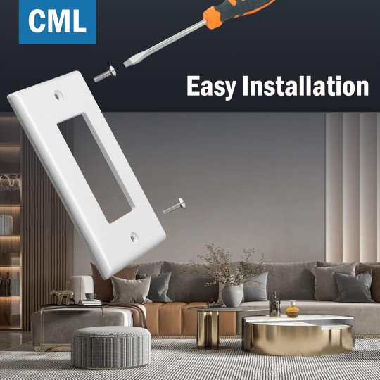 Mid-Size Decorator Wall Plates, 20 Pack Electrical Outlet Receptacle Covers, 1-Gang Switch Plates, Midway Size 3.18” x 5”, Impact Resistant, Gloss Finish, White