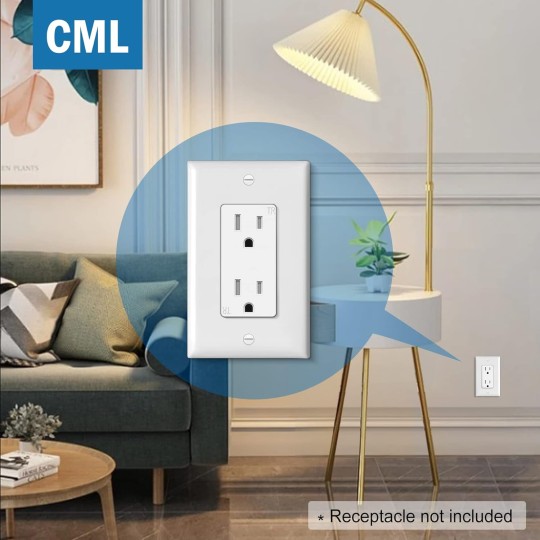 Mid-Size Decorator Wall Plates, 20 Pack Electrical Outlet Receptacle Covers, 1-Gang Switch Plates, Midway Size 3.18” x 5”, Impact Resistant, Gloss Finish, White