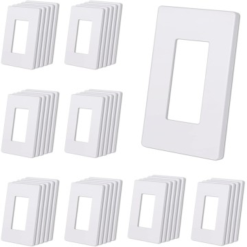 Matte White 1-Gang Screwless Decorative Wall Plates, 40 Pack Child Safe Light Switch Covers, Standard Size 2.91” X 4.68”, Scratch and Impact Resistant, Hidden Screws, Polycarbonate