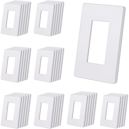 Matte White 1-Gang Screwless Decorative Wall Plates, 40 Pack Child Safe Light Switch Covers, Standard Size 2.91” X 4.68”, Scratch and Impact Resistant, Hidden Screws, Polycarbonate