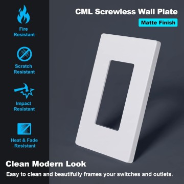 Matte White 1-Gang Screwless Decorative Wall Plates, 40 Pack Child Safe Light Switch Covers, Standard Size 2.91” X 4.68”, Scratch and Impact Resistant, Hidden Screws, Polycarbonate