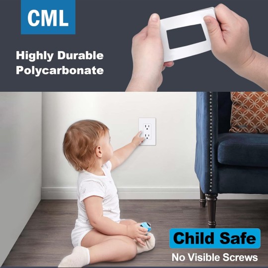 Matte White 1-Gang Screwless Decorative Wall Plates, 40 Pack Child Safe Light Switch Covers, Standard Size 2.91” X 4.68”, Scratch and Impact Resistant, Hidden Screws, Polycarbonate
