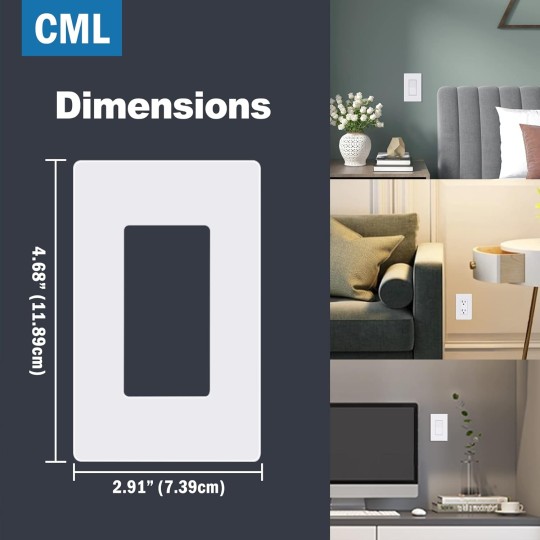 Matte White 1-Gang Screwless Decorative Wall Plates, 40 Pack Child Safe Light Switch Covers, Standard Size 2.91” X 4.68”, Scratch and Impact Resistant, Hidden Screws, Polycarbonate