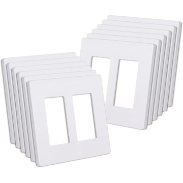 2-Gang Matte White Decorator Screwless Wall Plates, 12 Pack Child Safe Light Switch Covers, Standard Size 4.68” X 4.72”, Scratch and Impact Resistant, Hidden Screws, Polycarbonate