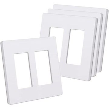 Matte White Decorator Screwless Wall Plate, 2-Gang Outlet Covers, 4 Pack Decorative Light Switch Plates, Scratch and Impact Resistant, Polycarbonate, Standard Size 4.68” X 4.72”