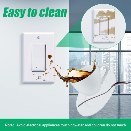 50 Pack Decorator Light Switch Cover Switch Plates and Outlet Covers Wall Plate 1 Gang Standard Size 4.50x2.76In Electrical Outlet Receptacle Covers Unbreakable Polycarbonate,Screws Included(White)