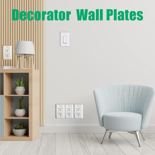 50 Pack Decorator Light Switch Cover Switch Plates and Outlet Covers Wall Plate 1 Gang Standard Size 4.50x2.76In Electrical Outlet Receptacle Covers Unbreakable Polycarbonate,Screws Included(White)