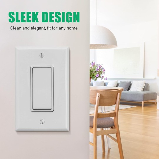 50 Pack Decorator Light Switch Cover Switch Plates and Outlet Covers Wall Plate 1 Gang Standard Size 4.50x2.76In Electrical Outlet Receptacle Covers Unbreakable Polycarbonate,Screws Included(White)