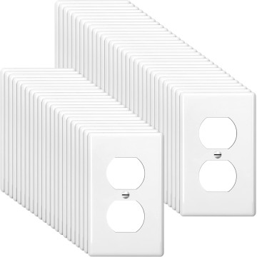50 Pcs Duplex Wall Plates Kit Electrical Outlet Cover 4.50 x 2.76 Inch Home Standard Size 2 Gang outlet Receptacle Covers Polycarbonate Thermoplastic Wall Outlet Cover Electrical (White)