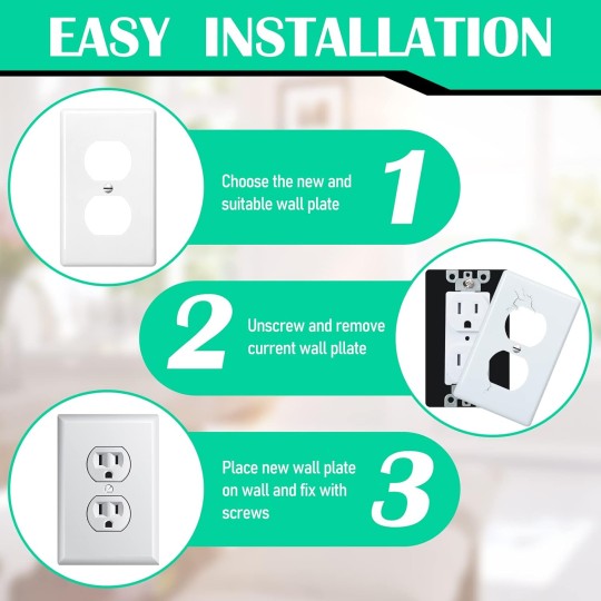 50 Pcs Duplex Wall Plates Kit Electrical Outlet Cover 4.50 x 2.76 Inch Home Standard Size 2 Gang outlet Receptacle Covers Polycarbonate Thermoplastic Wall Outlet Cover Electrical (White)