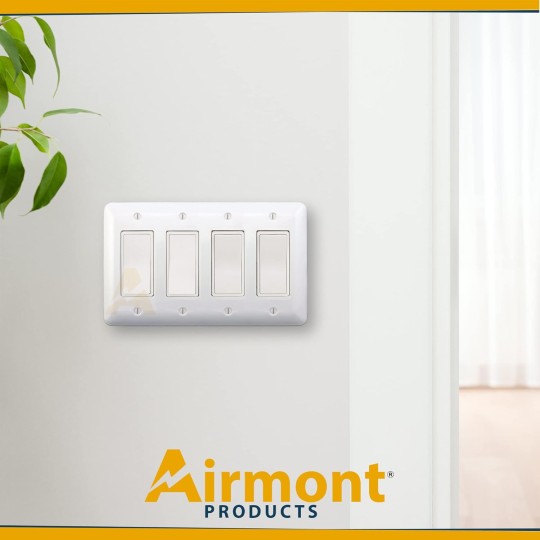 (5 Pack) AP-12074, White Metal Decorative Wall Plate, Princess Style 4 Gang, 5" x 8.2" Unbreakable, Smooth White Painted Metal, Impact Resistant, Matching Screws Included