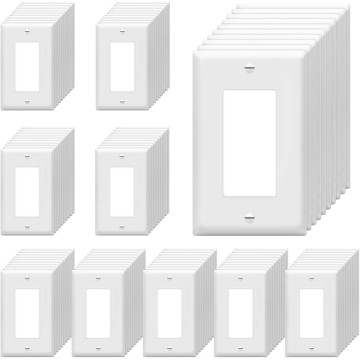 Decorator Light Switch or Receptacle Outlet Wall Plate, Size 1-Gang 4.50" x 2.76", Unbreakable Polycarbonate Thermoplastic, 8831-W-100PCS, White (100 Pack), UL Listed