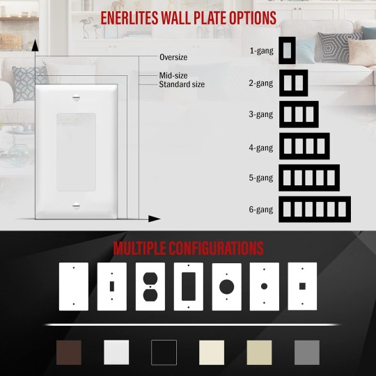 Decorator Light Switch or Receptacle Outlet Wall Plate, Size 1-Gang 4.50" x 2.76", Unbreakable Polycarbonate Thermoplastic, 8831-W-100PCS, White (100 Pack), UL Listed