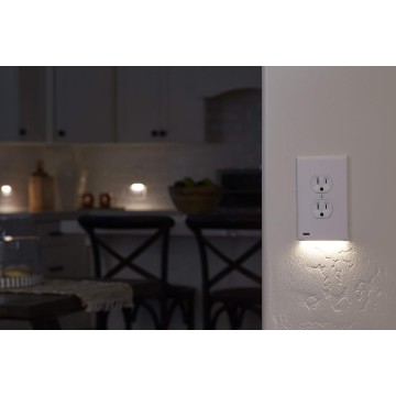3 Pack - GuideLight 2 for Outlets [for Standard Decor, Not GFCI outlets] - Night Light - Electrical Outlet Wall Plate with LED Night Lights - Automatic On/Off Sensor - (Décor, Ivory)