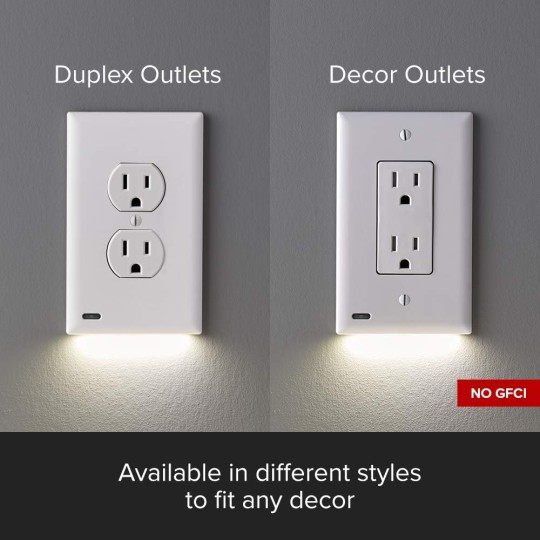 3 Pack - GuideLight 2 for Outlets [for Standard Decor, Not GFCI outlets] - Night Light - Electrical Outlet Wall Plate with LED Night Lights - Automatic On/Off Sensor - (Décor, Ivory)