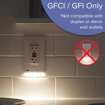 2 Pack - GuideLight 2 [For GFCI Outlets] - Replaces Plug-In Night Light - Electrical Receptacle Wall Plate with LED Night Lights - Auto On/Off Sensor - (GFCI, White)