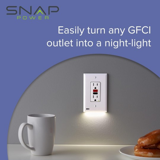 2 Pack - GuideLight 2 [For GFCI Outlets] - Replaces Plug-In Night Light - Electrical Receptacle Wall Plate with LED Night Lights - Auto On/Off Sensor - (GFCI, White)