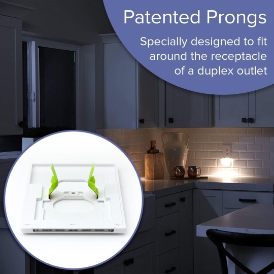 3 Pack - GuideLight 2 for Outlets [New Version - LED Light Bar] - Night Light - Electrical Outlet Wall Plate with LED Night Lights - Automatic On/Off Sensor - (Duplex, Light Almond)