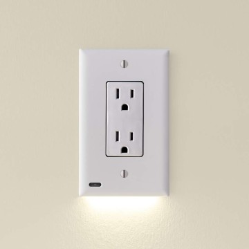 6 Pack GuideLight 2 for Outlets [for Standard Decor, Not GFCI outlets] - Night Light - Electrical Outlet Wall Plate with LED Night Lights - Automatic On/Off Sensor - (Décor, White)