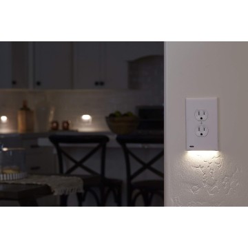 6 Pack GuideLight 2 for Outlets [for Standard Decor, Not GFCI outlets] - Night Light - Electrical Outlet Wall Plate with LED Night Lights - Automatic On/Off Sensor - (Décor, White)