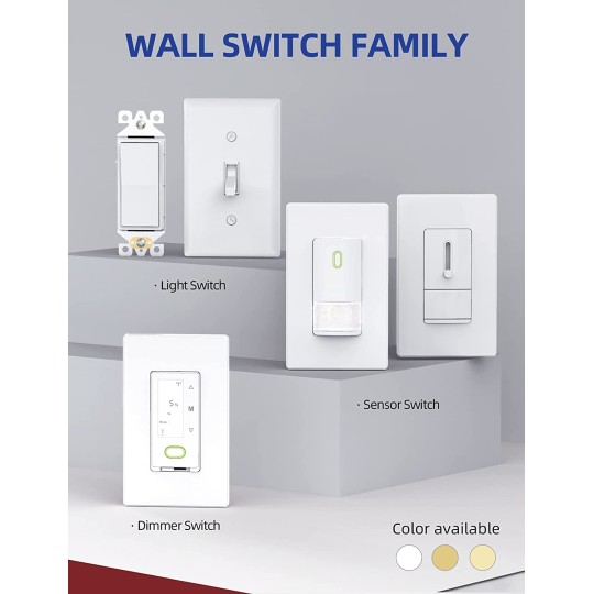 Single Pole Rocker Decora Light Switch, 15 Amp Self-grounding Electrical Light Switches, Residential Grade, UL Listed (50, Glossy White, Without Wall Plate)