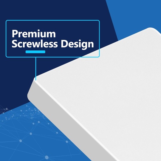 Blank Wall Plate, Temperature and Impact Resistant, UL Listed, Polycarbonate Thermoplastic, Screwless Design, Matte Finish, Modern Upgrade, Midsize, 1-Gang, 4.88” x 3.11”, White, 10 Pack