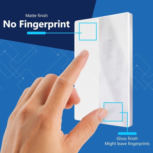 Blank Wall Plate, Temperature and Impact Resistant, UL Listed, Polycarbonate Thermoplastic, Screwless Design, Matte Finish, Modern Upgrade, Midsize, 1-Gang, 4.88” x 3.11”, White, 10 Pack