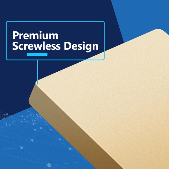 Blank Wall Plate, Temperature and Impact Resistant, UL Listed, Polycarbonate Thermoplastic, Screwless Design, Matte Finish, Modern Upgrade, Midsize, 1-Gang, 4.88” x 3.11”, Gold, 10 Pack