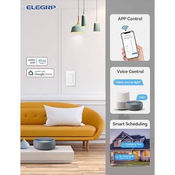 Single Pole Smart Dimmer Light Switch DPR10, 2.4GHz Wi-Fi Dimmer Switch Compatible with Alexa and Google Assistant, Needs Neutral Wire, No Hub Required, UL and FCC Listed, White, 10 Pack