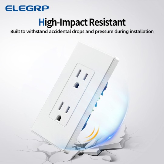 Matte White Standard Decorator Electrical Wall Receptacle Outlet, 15A 125V, 2 Pole 3 Wire, Non- Tamper Resistant, NEMA 5-15R, Self-Grounding, Wall Plate Included, UL Listed, 50 Pack